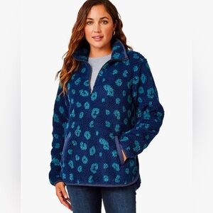 NWT Carve‎ Designs Westport Jacquard Túnica XL Navy Blue Leopard